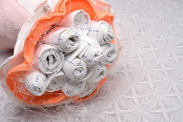 Kitchen clothes as wedding bouquet — Stock Photo, Image