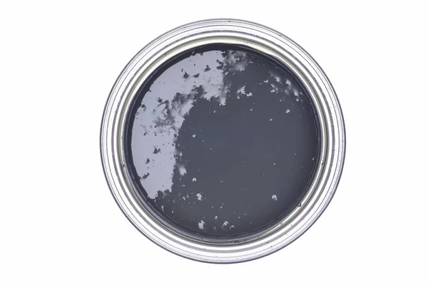 Graue Farbdose Isoliert Auf Weißem Hintergrund Draufsicht — Stockfoto