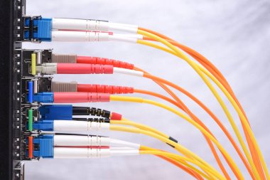 Cybersecurity veri merkezindeki geçiş bağlı optik fiber yama halatlar kablolar, bilgi teknolojisi ile