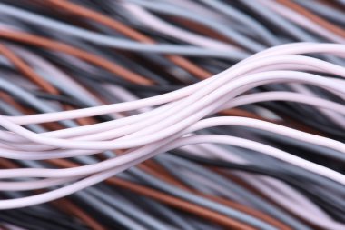 Elektrik kabloları ve tellerin closeup