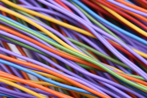 Kolorowe Zbliżenie Elektrycznych Przewodów Kabli — Zdjęcie stockowe