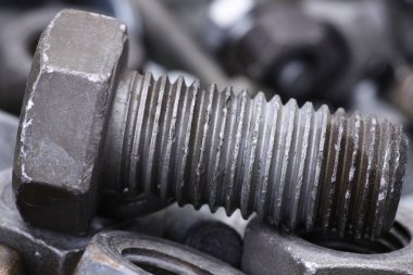 Çelik cıvata closeup seçici odak ile