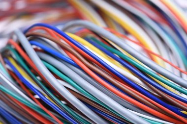 Renkli elektrik bilgisayar kablo closeup seçici odak ile