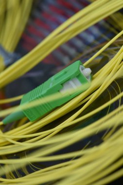 Optik fiber kablo bağlayıcı closeup ile