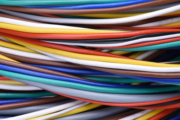 彩色电力电缆作为背景 — 图库照片