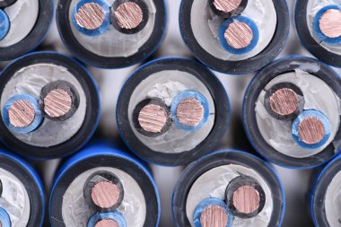 Bakır elektrik güç kablosu yakın çekim