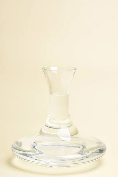 Glass Carafe Water Beige Background — Stock Photo, Image