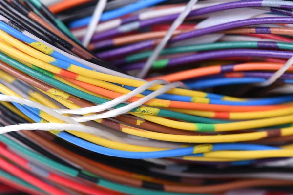 Bundel Elektrische Kleurrijke Kabels Draden — Stockfoto