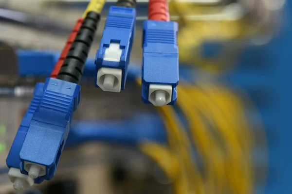 Optic Fiber Cables Type Connectors Close — Stock Photo, Image