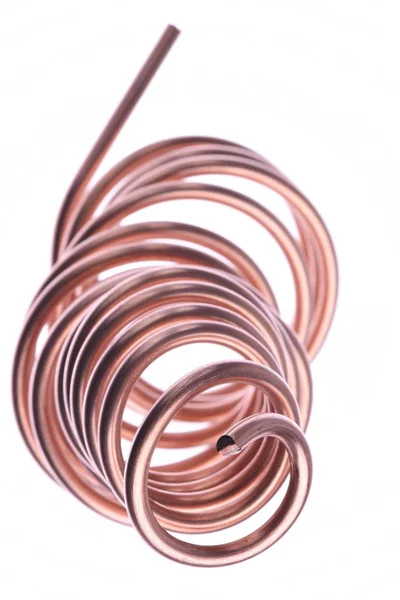 Spiral Copper Wire Isolated White Background — Stock Photo, Image