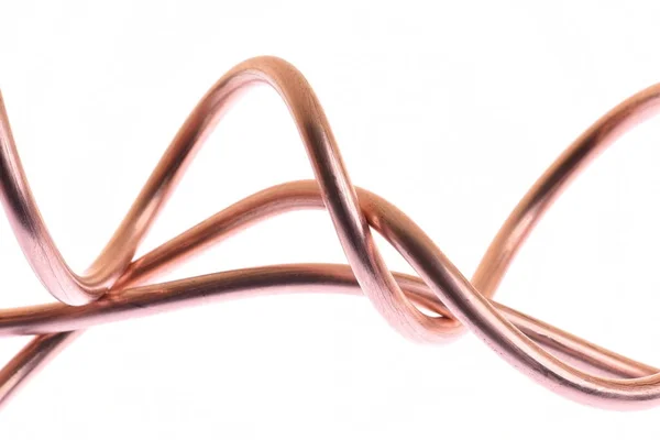 Copper Wire Wave Closeup Isolated White Background — Stock Photo, Image