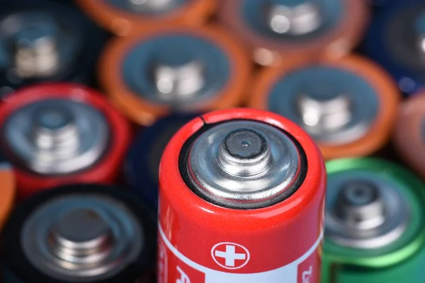 Closeup Alkaline Batteries Selective Focus Single One — Stock Photo, Image