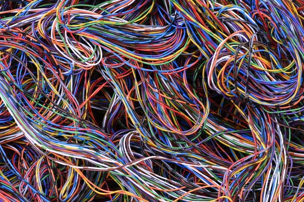 Renkli Telekomünikasyon Kabloları Telleri — Stok fotoğraf