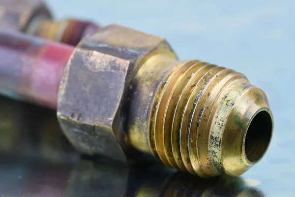 Copper Pipe Connector Close — Stock Photo, Image