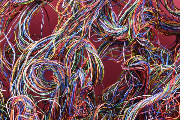 Gekleurde Telecommunicatie Kabels Draden — Stockfoto