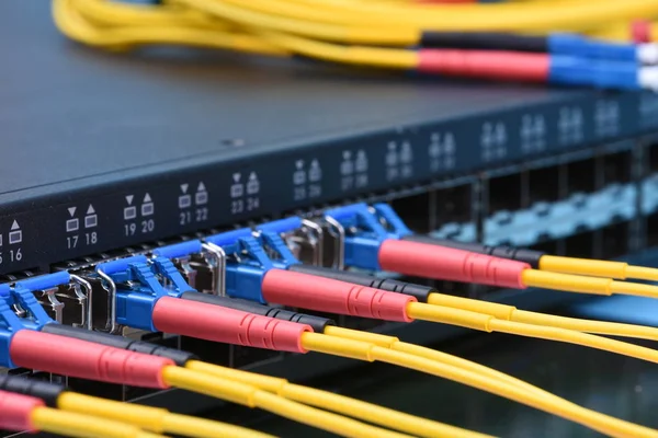 Switch Fiber Optic Cables Data Center — Stock Photo, Image