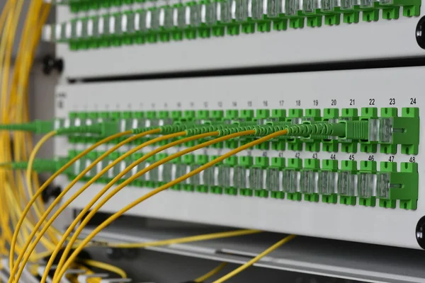 Panel Optical Cables Server Room — Stock Photo, Image