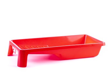 Beyaz arkaplanda izole edilmiş boya tepsisi aracı