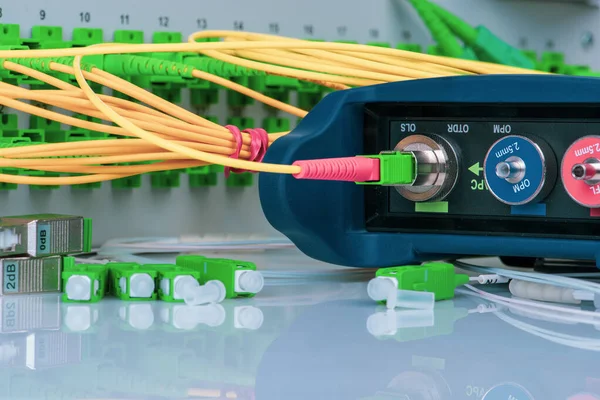 Test Fiber Network Optic Power Meter Optical Equipment Closeup — Stock Photo, Image