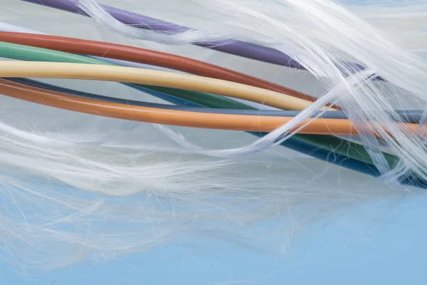 Colorful Tube Fiber Optic Cable Close — Stock Photo, Image