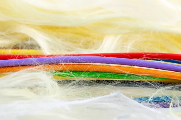 Colorful Tube Stripped Fiber Optic Cable — Stock Photo, Image