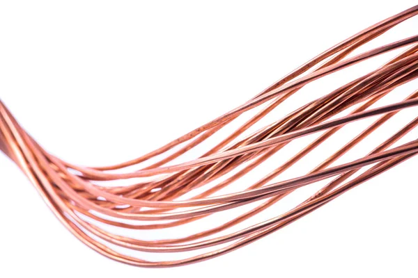 Copper Wire Wave Blurred Backgroud Isolated White Background — Stock Photo, Image