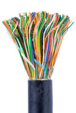 Jel Doldurulmuş Telekomünikasyon Kablosu Beyaz Arkaplanda İzole Edildi