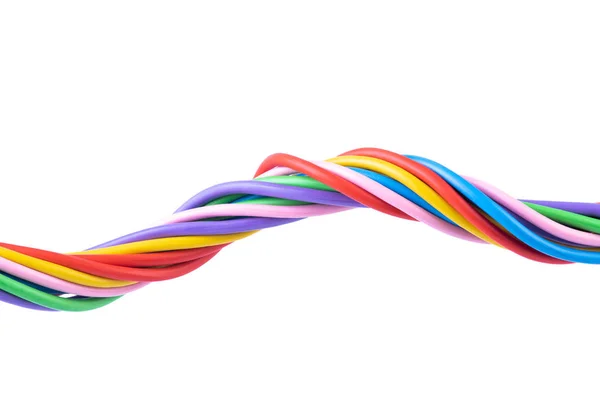 Beyaz Arkaplanda Izole Edilmiş Renkli Elektrik Kablosu — Stok fotoğraf