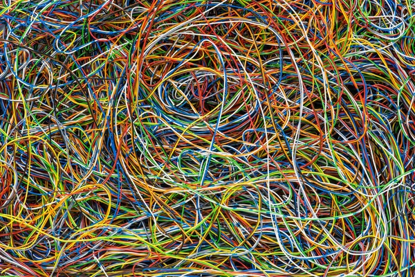 Network Chaos Of Colorful Electrical and Telecommunication Cables as Background
