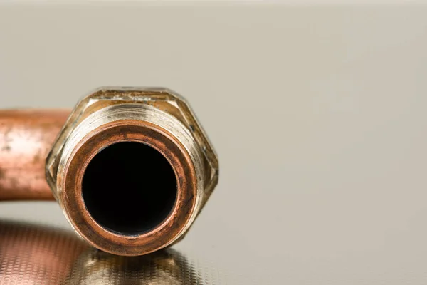 Plumbing Heating Fittings Close Metallic Background — Stock Photo, Image