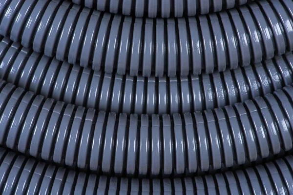 Plastic Corrugated Pipe Tube Electrical Installation Close — Stock Photo, Image