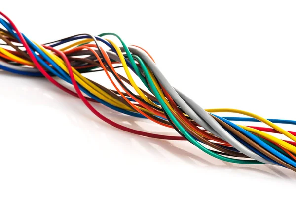 Colorful Electric Cable White Background — 스톡 사진