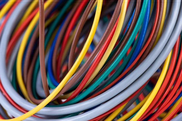 Bunte Elektrische Kabel Und Draht Großaufnahme — Stockfoto