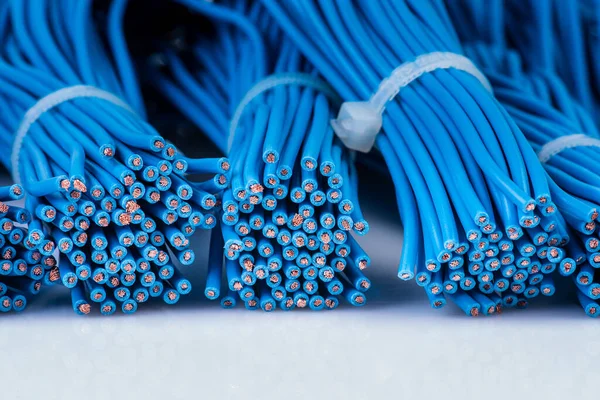 Pacchetto Cavi Elettrici Blu Componente Installazione Elettrica — Foto Stock