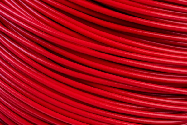 Roll Van Rode Elektrische Kabel Close Achtergrond — Stockfoto