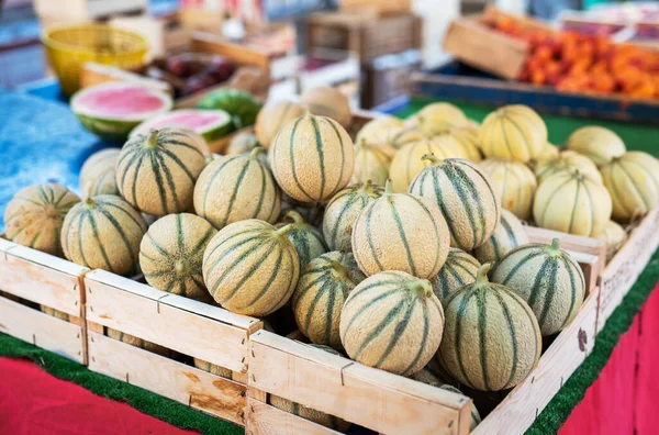 Fransa Nın Provence Şehrinde Sokak Pazarında Cavaillon Kavunu — Stok fotoğraf