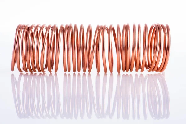 Spiral Copper Wire White Background — Stock Photo, Image