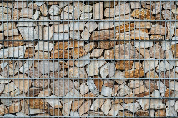 Gabion Muro Pietra Con Griglia Metallica Come Sfondo — Foto Stock