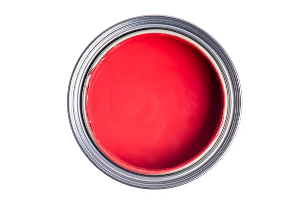 Opened Paint Can Top View Isolated White Background — Stock Photo, Image