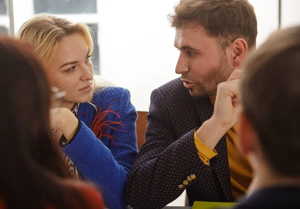 Business people discuss something at business negotiations — ストック写真