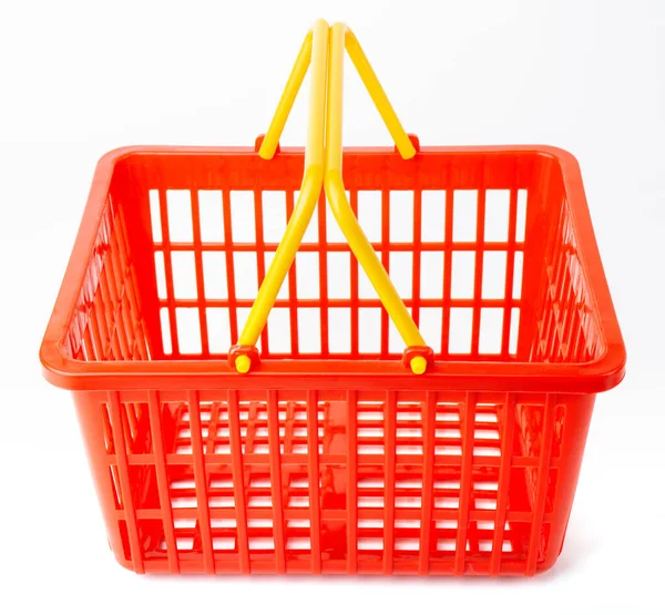 Plastic Shopping Basket White Background — Stock Photo, Image