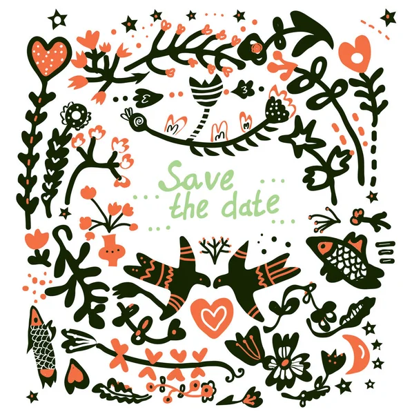 Enregistrer la date de mariage carte florale — Image vectorielle