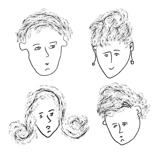Faces sketches set — Stock Vector