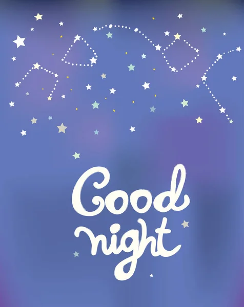Dobrou noc plakát s souhvězdí a hvězdy — Stockový vektor