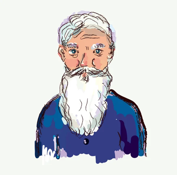 Illustration de vieil homme barbu — Image vectorielle