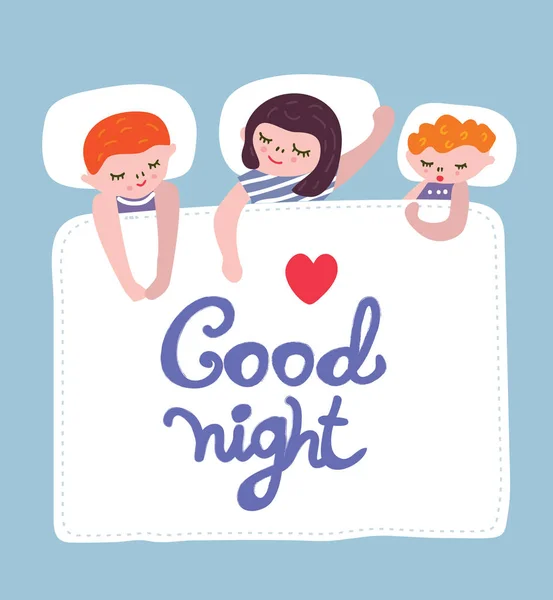 Sleeping kids background for good night — Stock Vector
