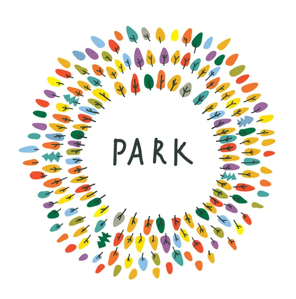 Park-Emblem mit Bäumen für Karte — Stockvektor