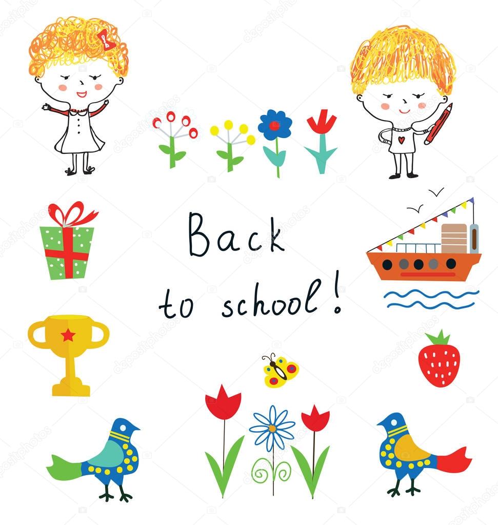 Back to school cute background with kids