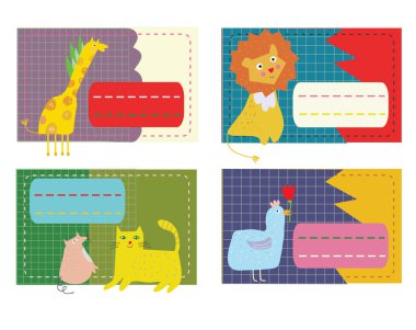 Hayvanlarla çocuklar için etiketleri