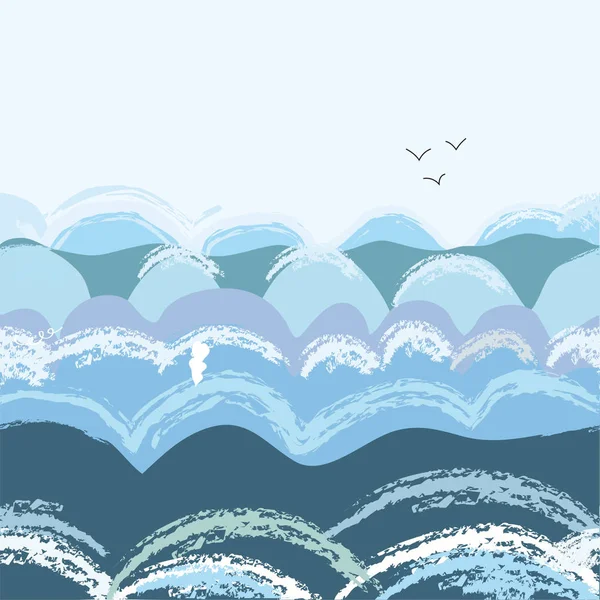 Ondes Mer Motif Sans Couture Illustration Graphique Vectorielle — Image vectorielle